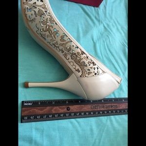 BCBG Shoes - BCBG Ornate White Ankle Strap Heels BCBG Shoes - BCBG Ornate White Ankle Strap Heels